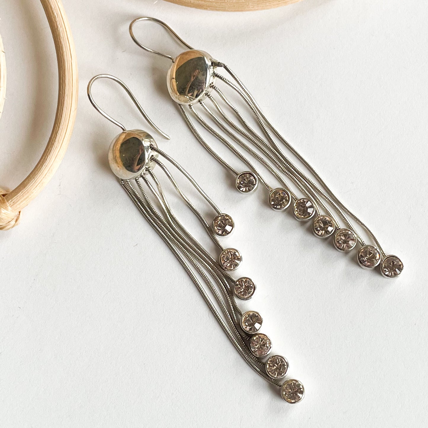 Peach Stone Dangle Earrings - Solid Sterling Silver