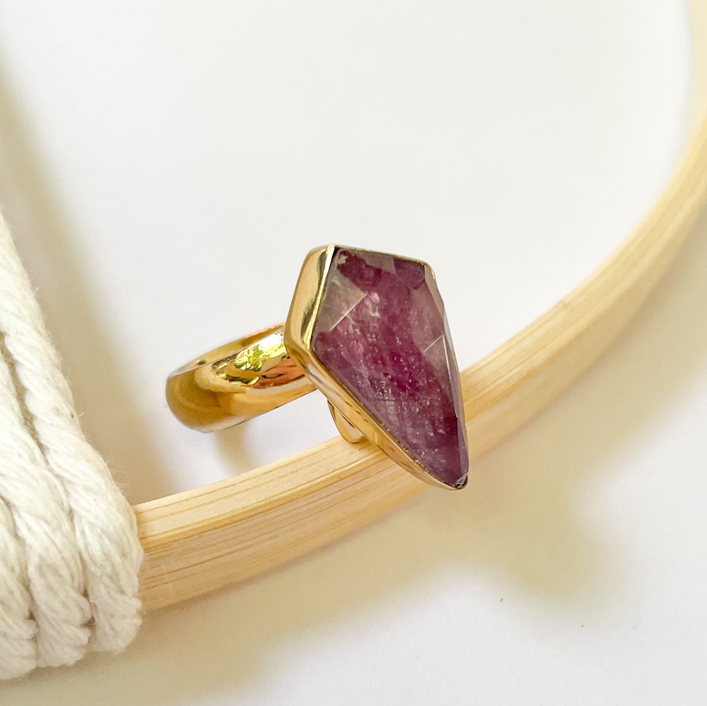 Ruby Doublet Kite Ring - Alchemia