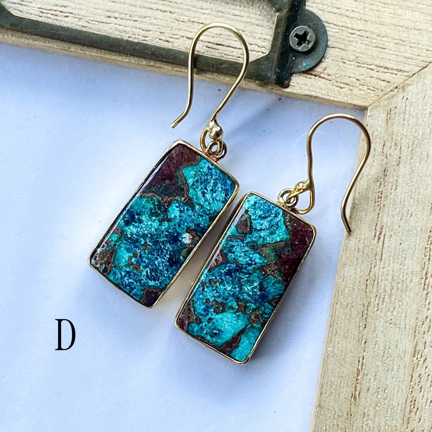 Shattuckite Azurite Dangle Earrings - Alchemia