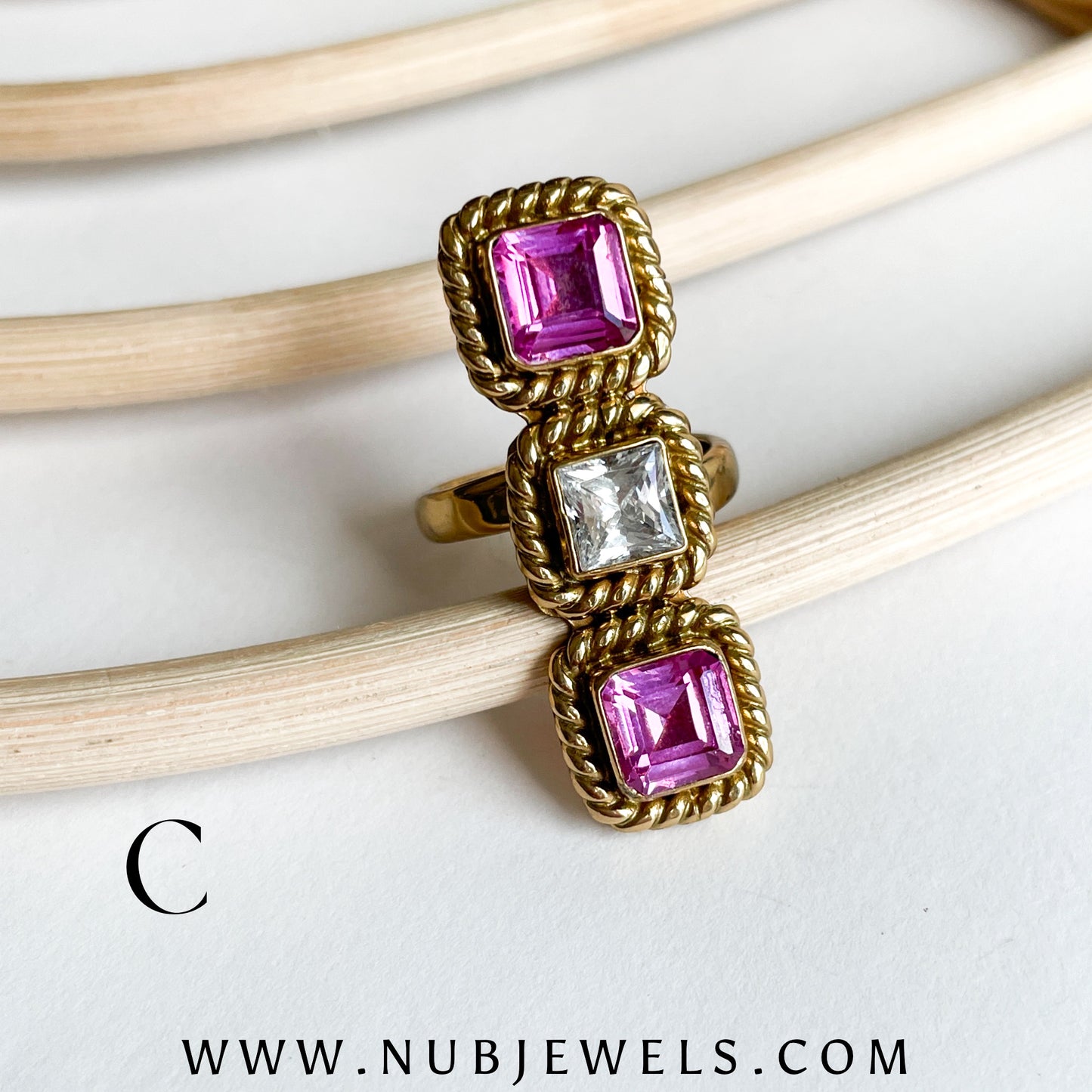 Pink Sapphire & CZ Crawler Ring - Alchemia