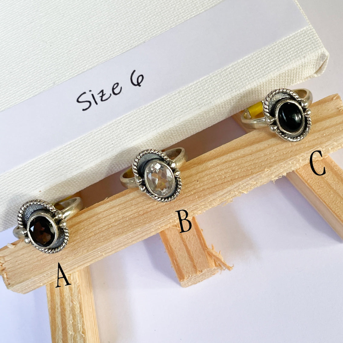 Variety of Stone in Minimalist Size 6 Rings - Solid Sterling Silver