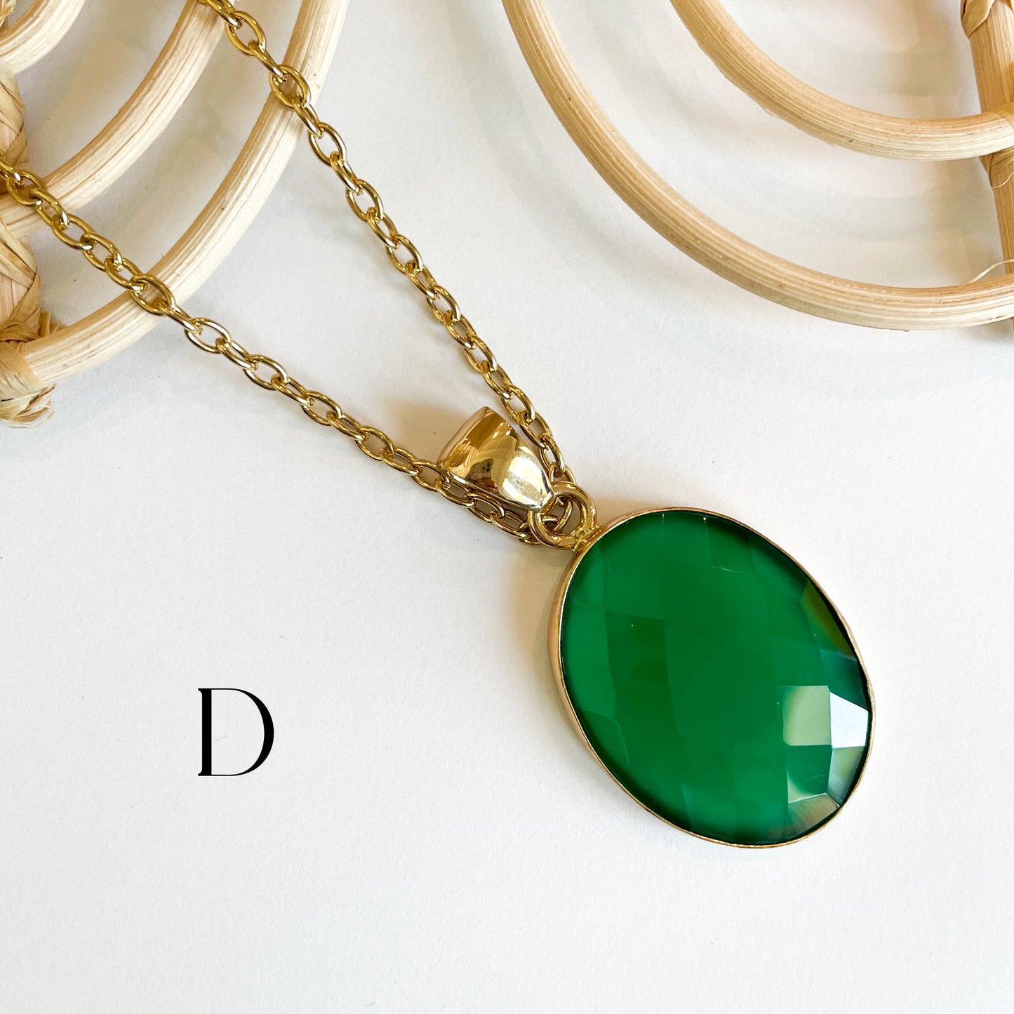 Faceted Green Onyx Pendant - Alchemia