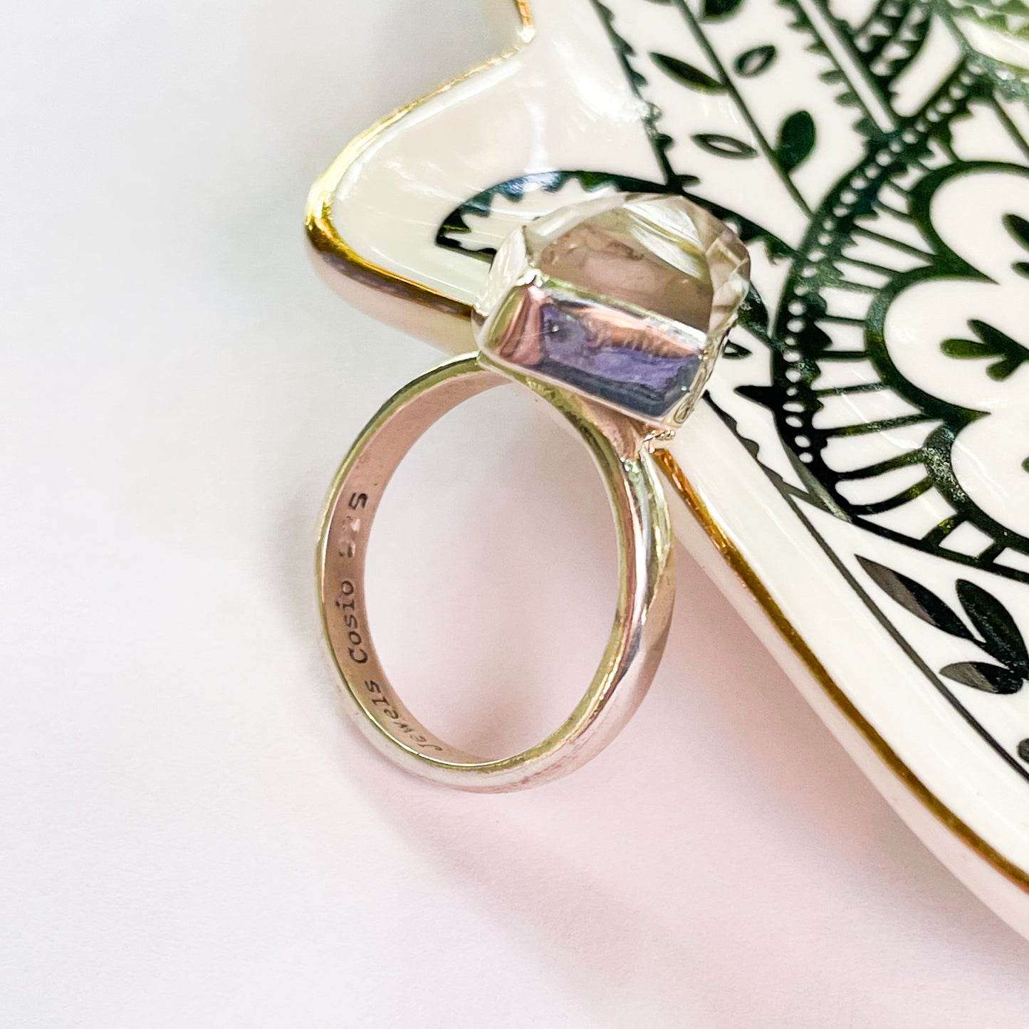Galaxy Opal Quartz Kite Overlay Ring - Both Metals