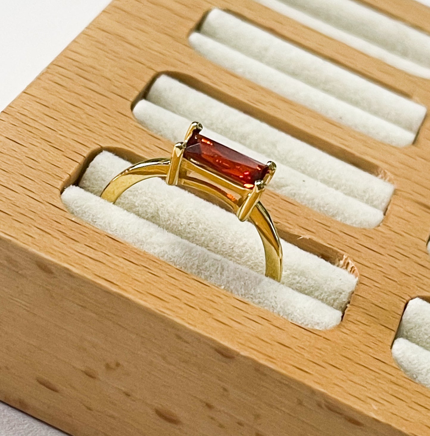 Dainty Red Garnet CZ Sized Ring - SSS or Vermeil