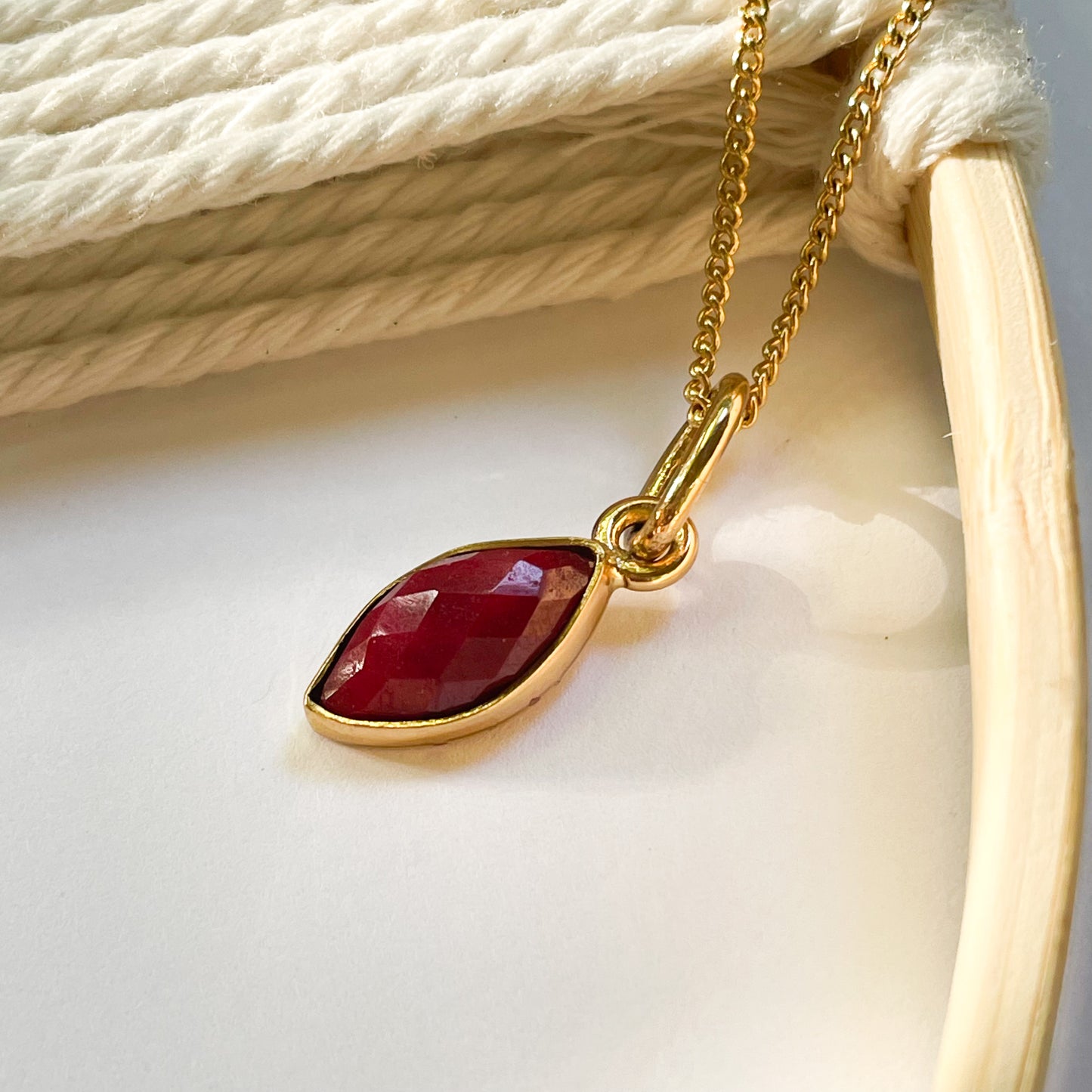 Ruby Quartz Charm Pendant - Alchemia Gold