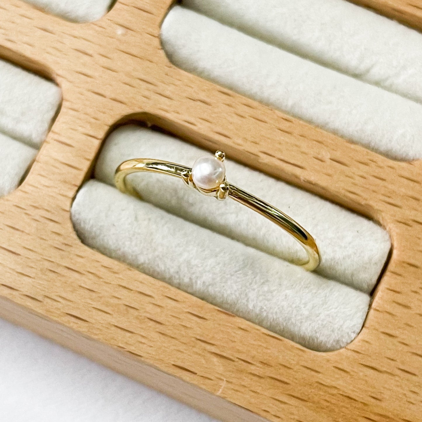 Dainty Simple Pearl Sized Ring - SSS or Vermeil