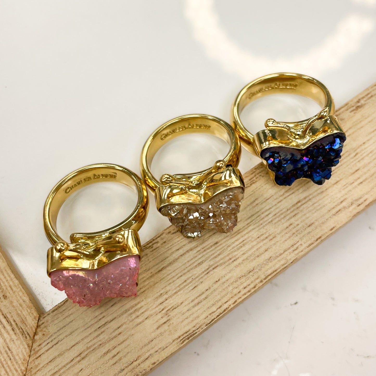 Alchemia Druzy Butterfly Rings - Charles Albert Stock