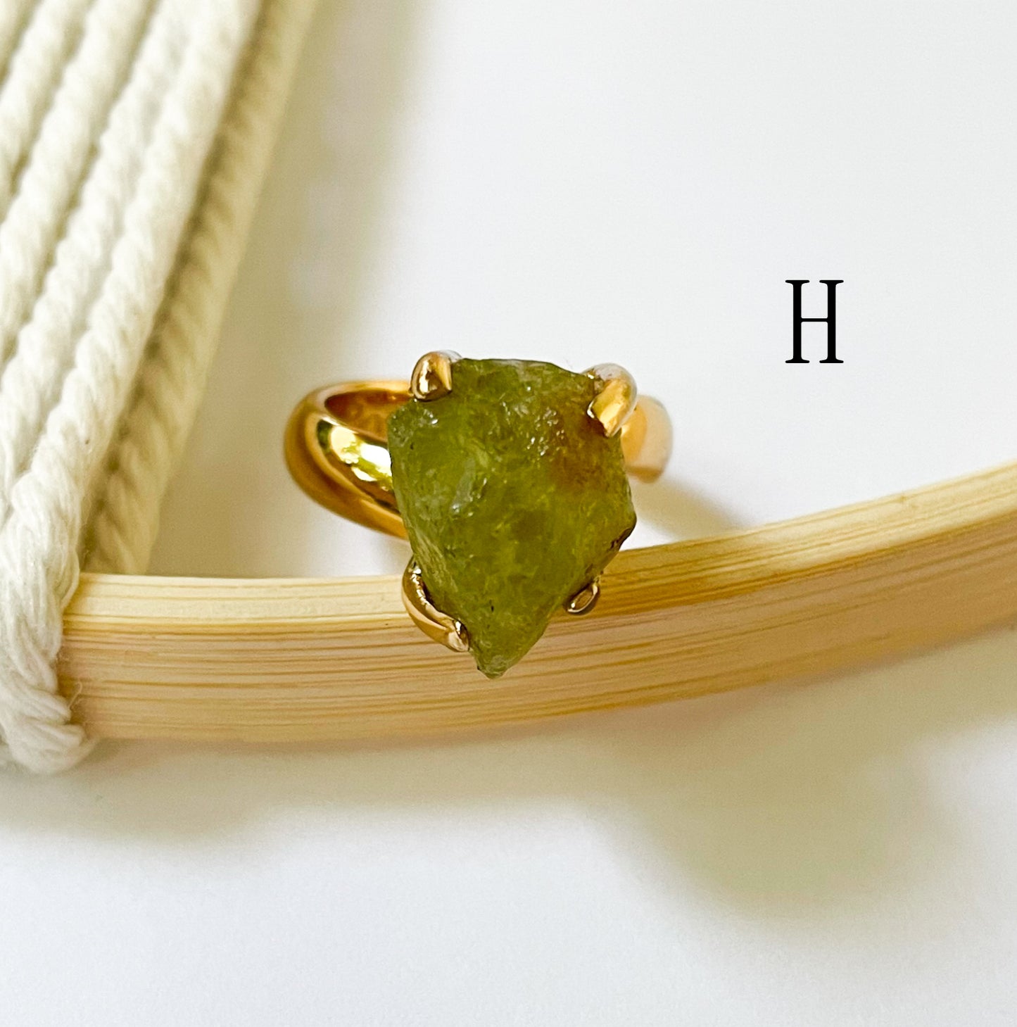 Raw Green Garnet Prong Ring - Alchemia Gold