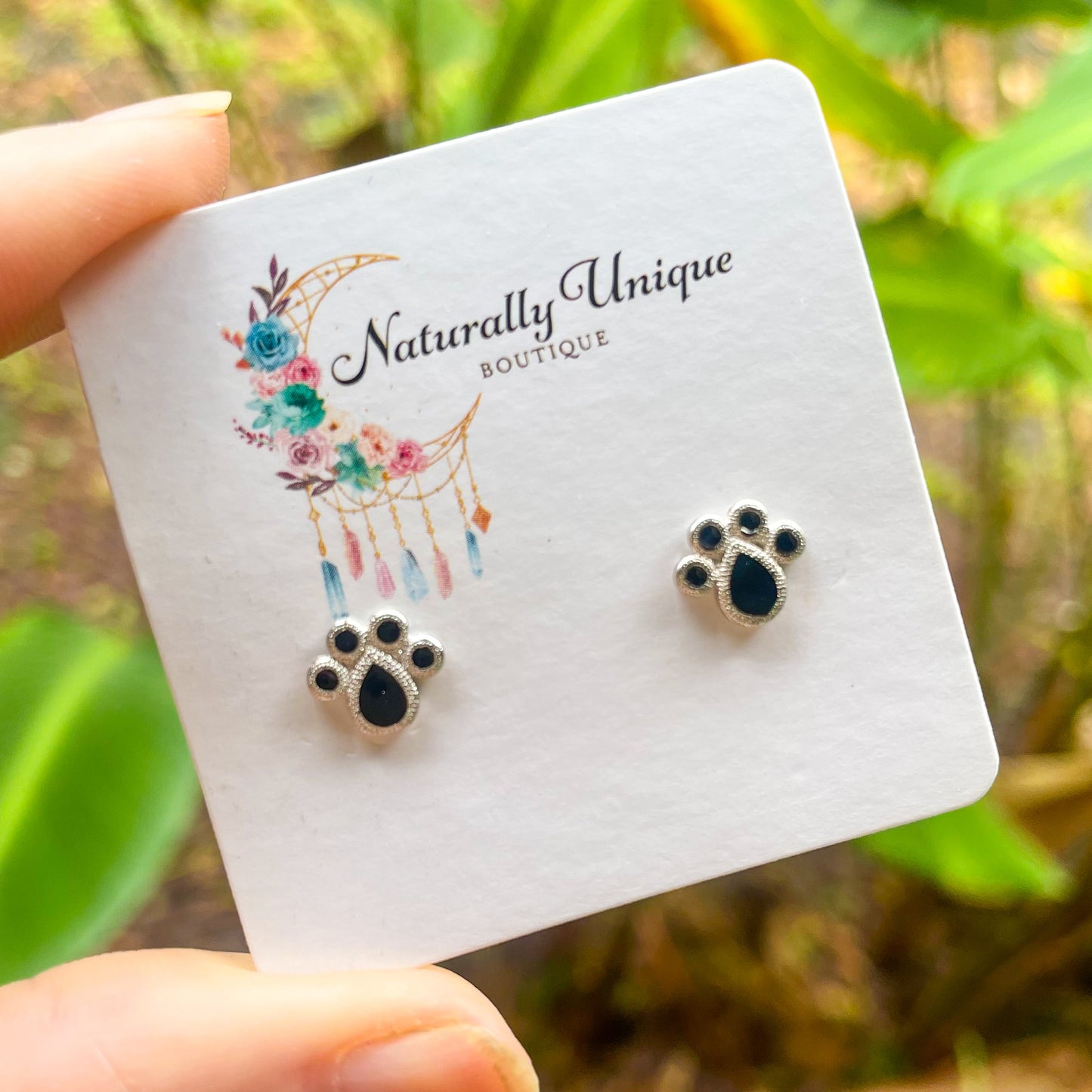Black Paw Studs-Solid Sterling Silver
