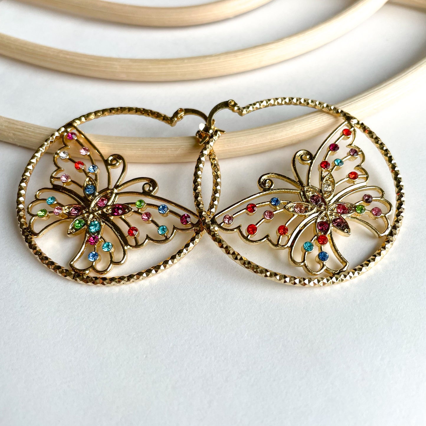 CZ Butterfly Hoop - 18k Gold Filled