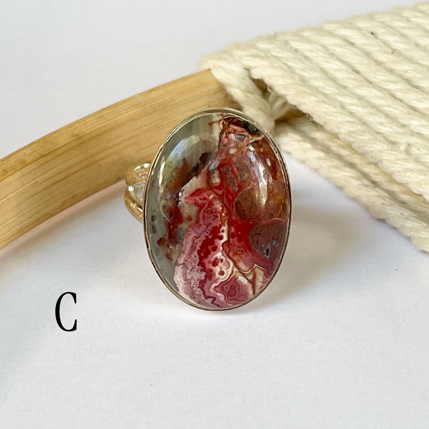 Crazy Lace Agate Ring - Solid Sterling Silver
