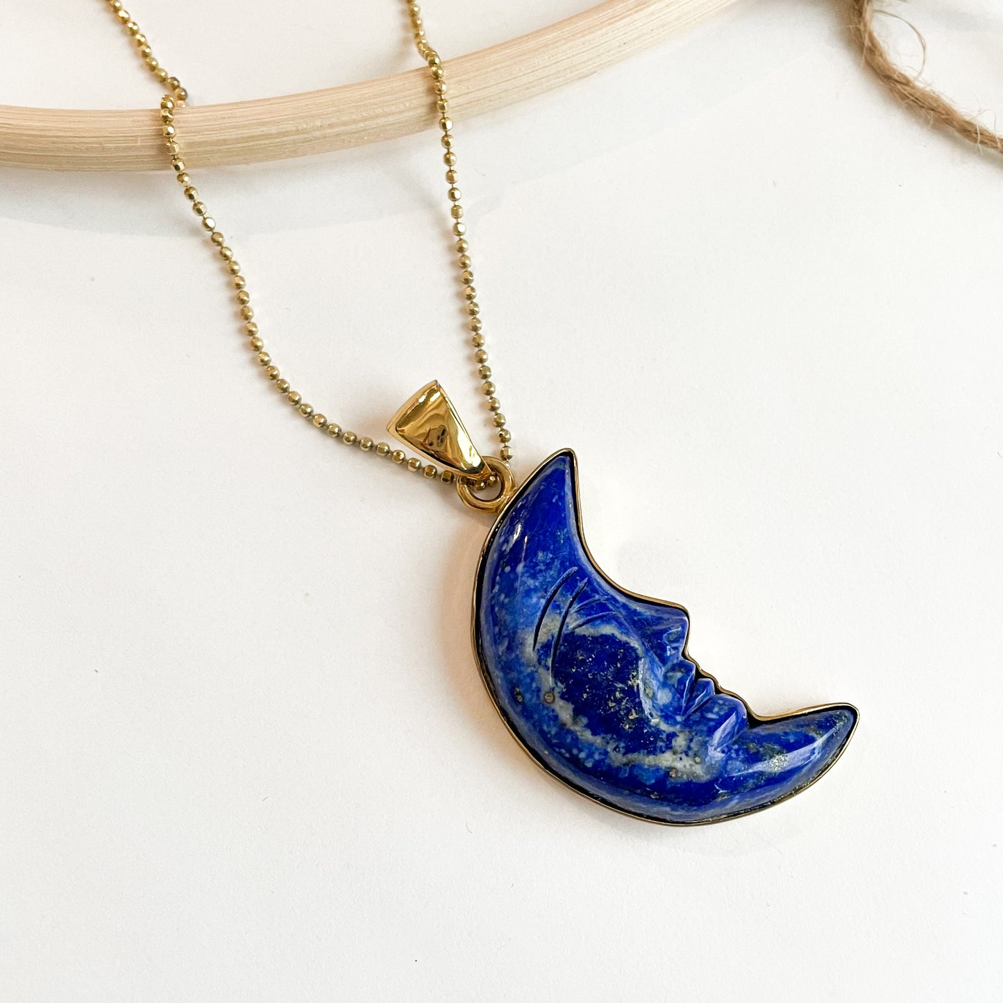 Load image into Gallery viewer, Lapis Lazuli Sleeping Moon Face Pendant - Alchemia
