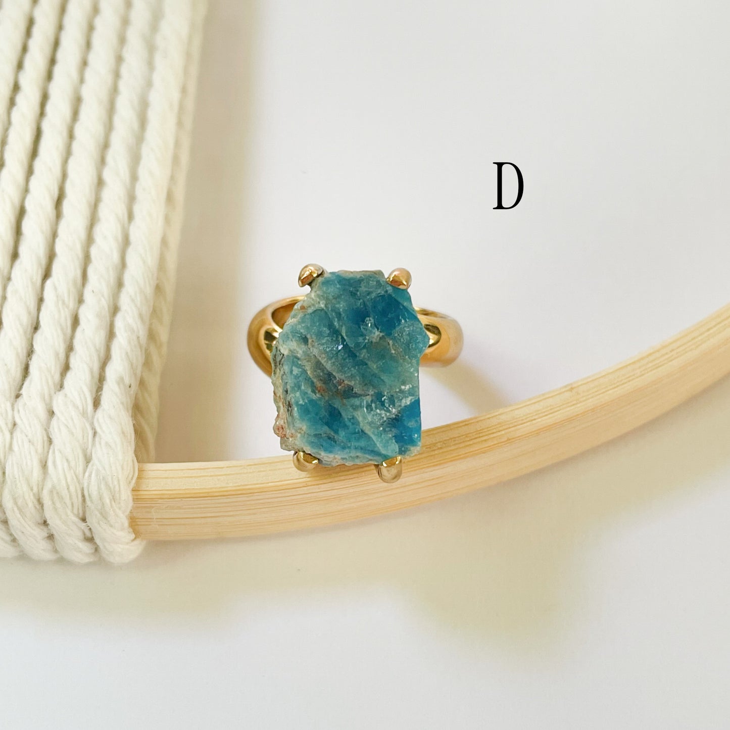 Raw Neon Apatite Prong Ring - Alchemia Gold