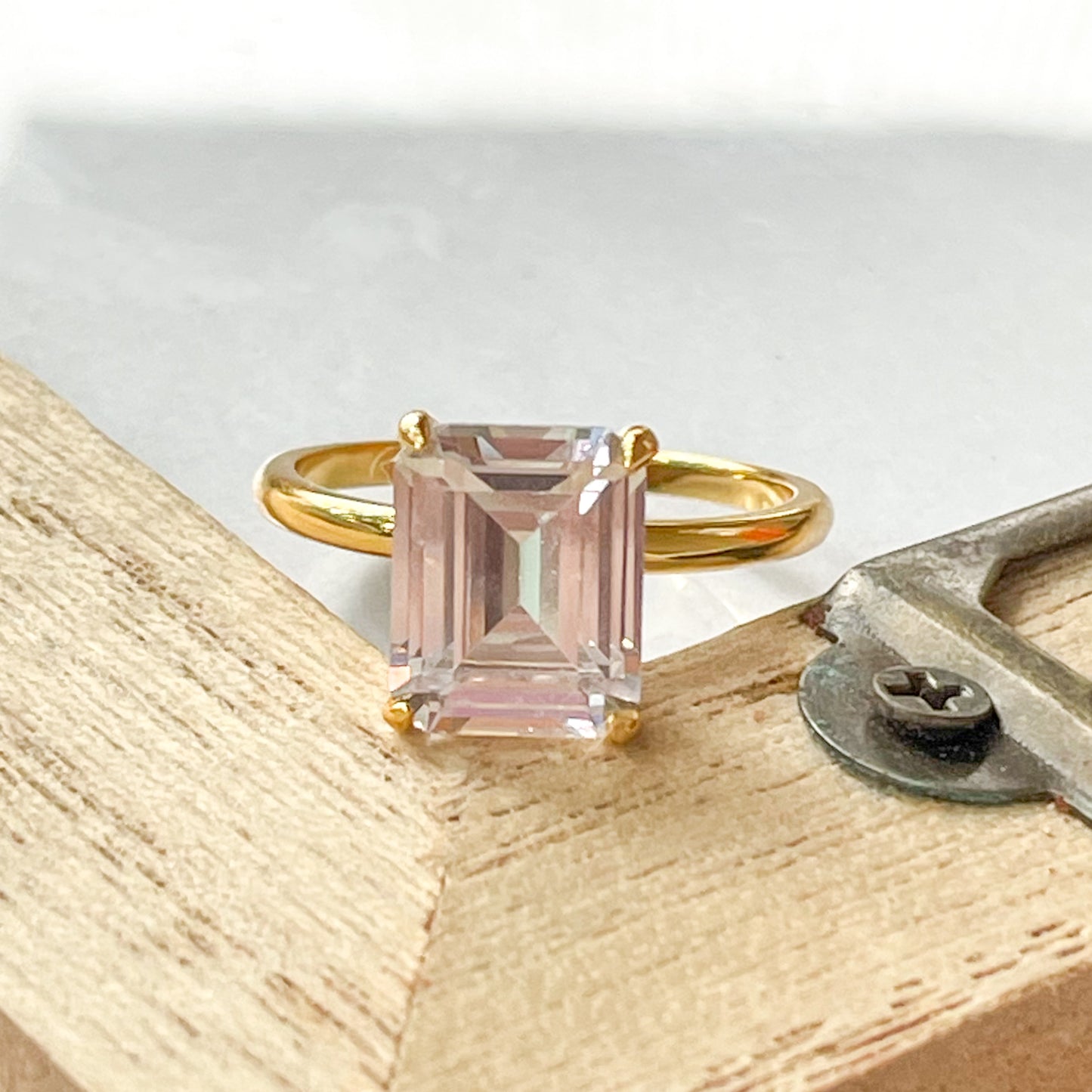 Sleek CZ Prong Sized Ring - Solid Sterling Silver or Vermeil