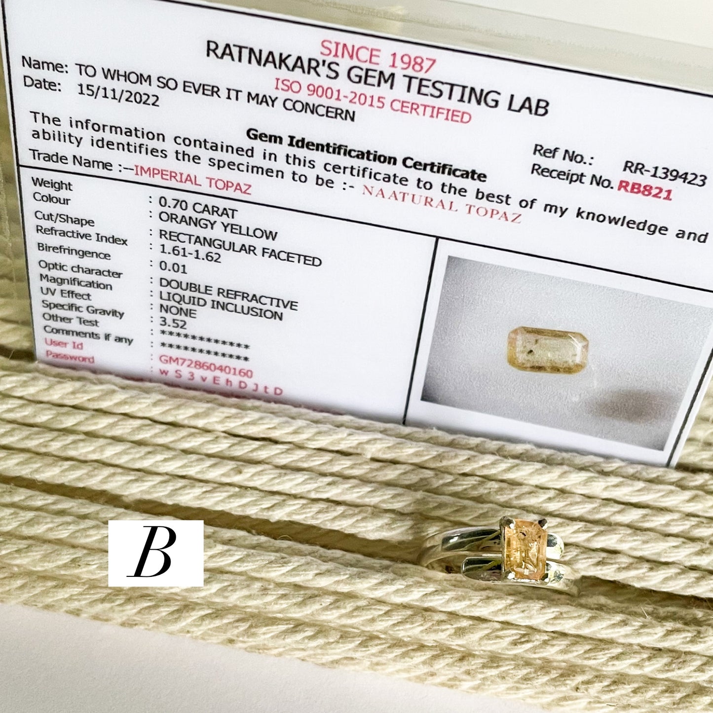 Certified Natural Imperial Topaz Prong Ring - Solid Sterling Silver