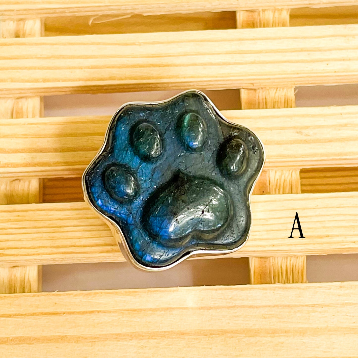 Labradorite Dog Paw Ring - Solid Sterling Silver