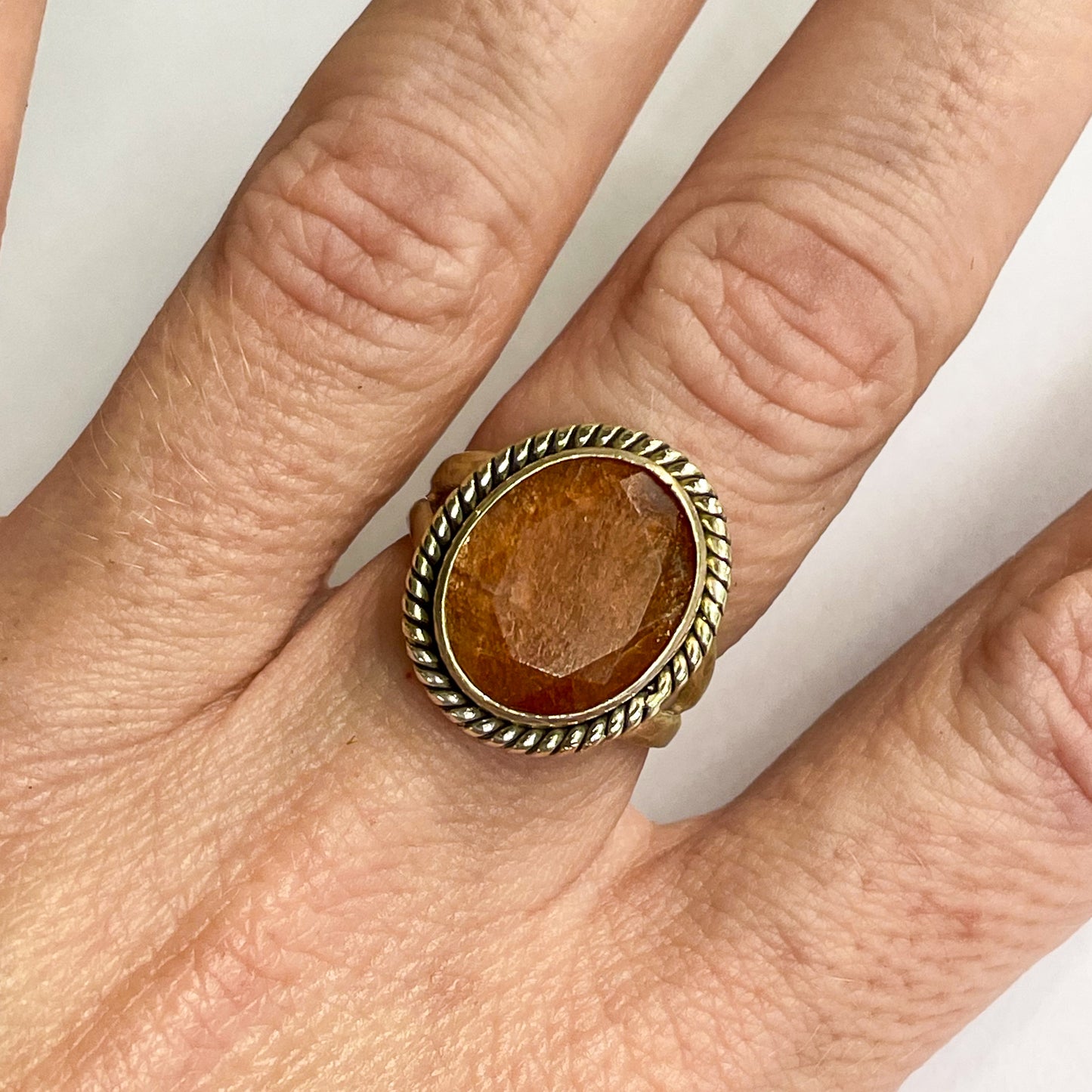 Sunstone Ring - Solid Sterling Silver