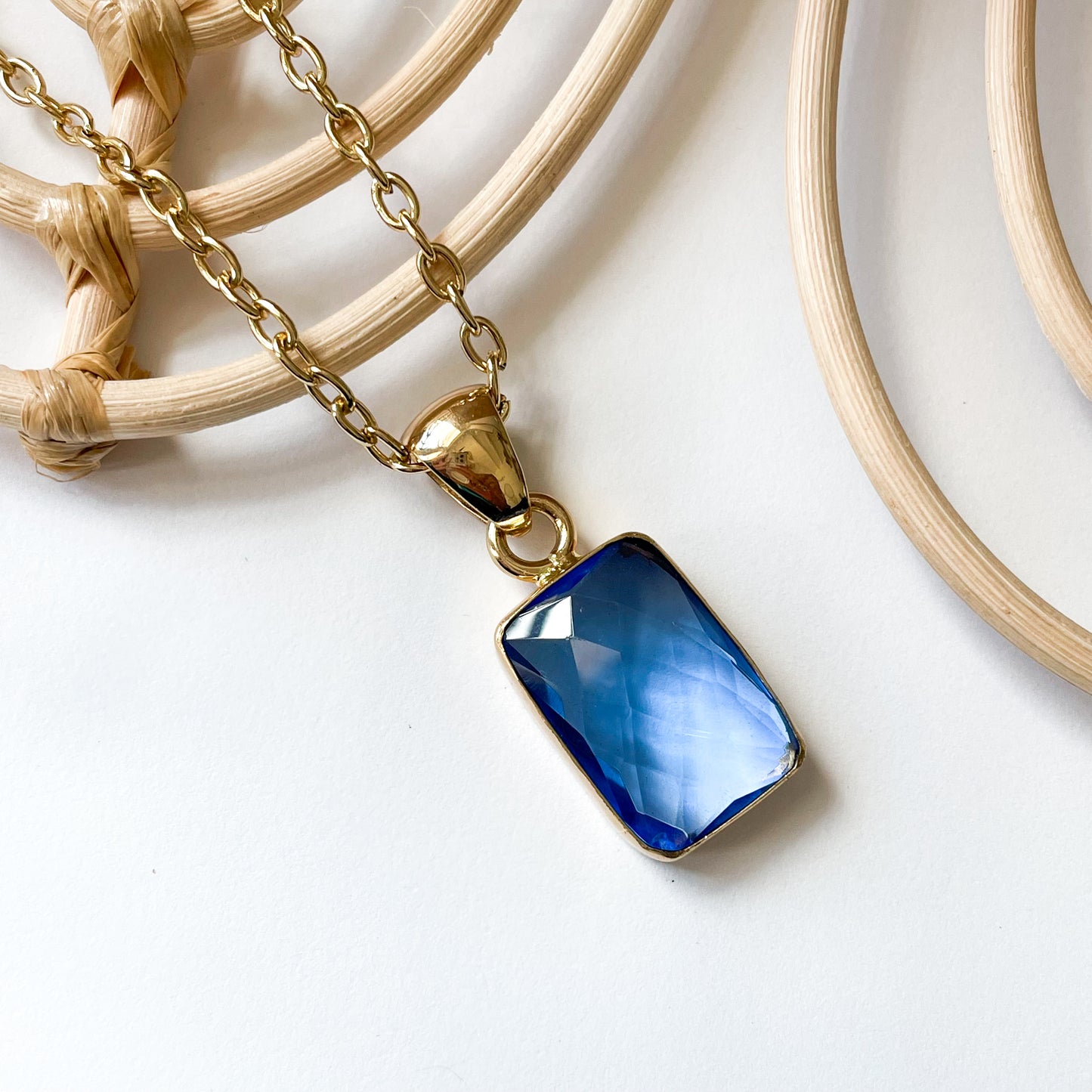 Siberian Quartz Rectangle Gemstone Pendant - Alchemia Gold