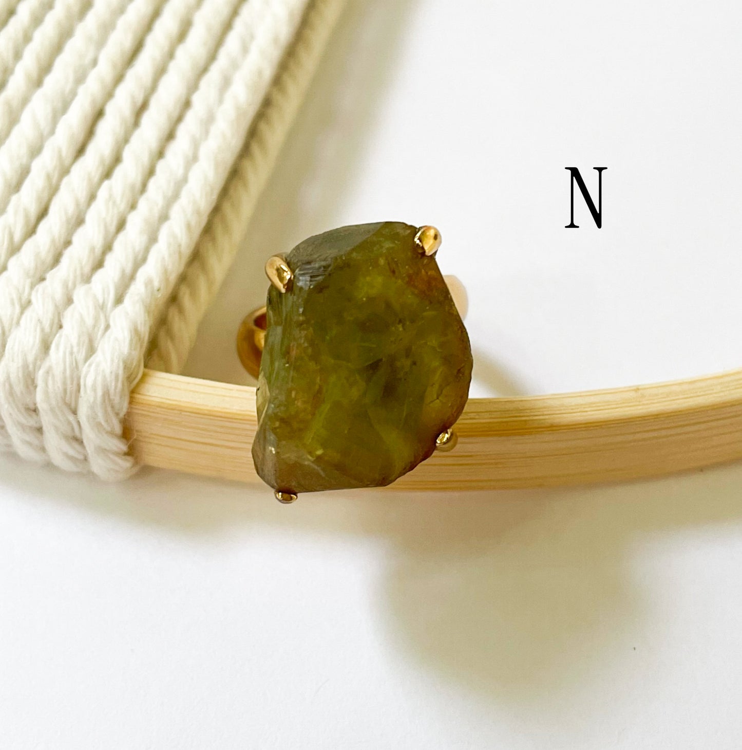 Raw Green Garnet Prong Ring - Alchemia Gold