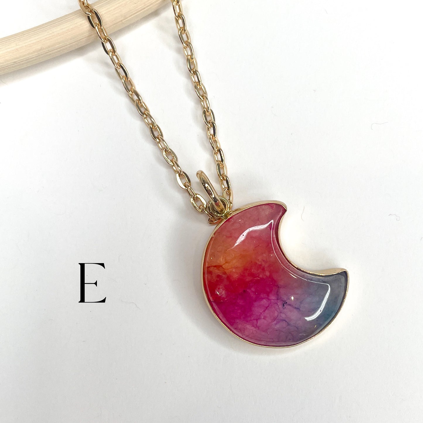 Solar Quartz Crescent Moon Pendant - Alchemia & Silver