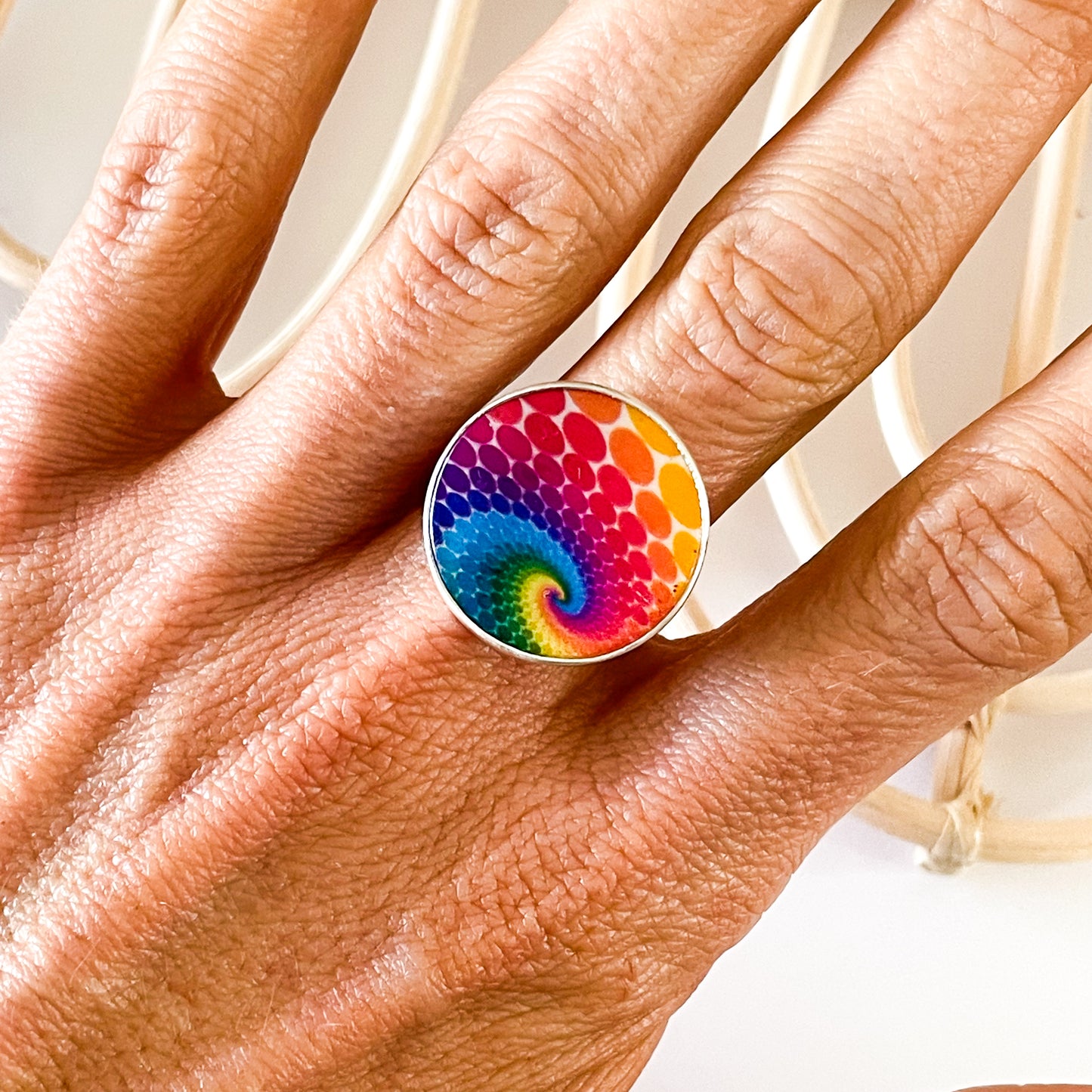 Whimsical Retro MOP Ring & Pendant - Solid Sterling Silver