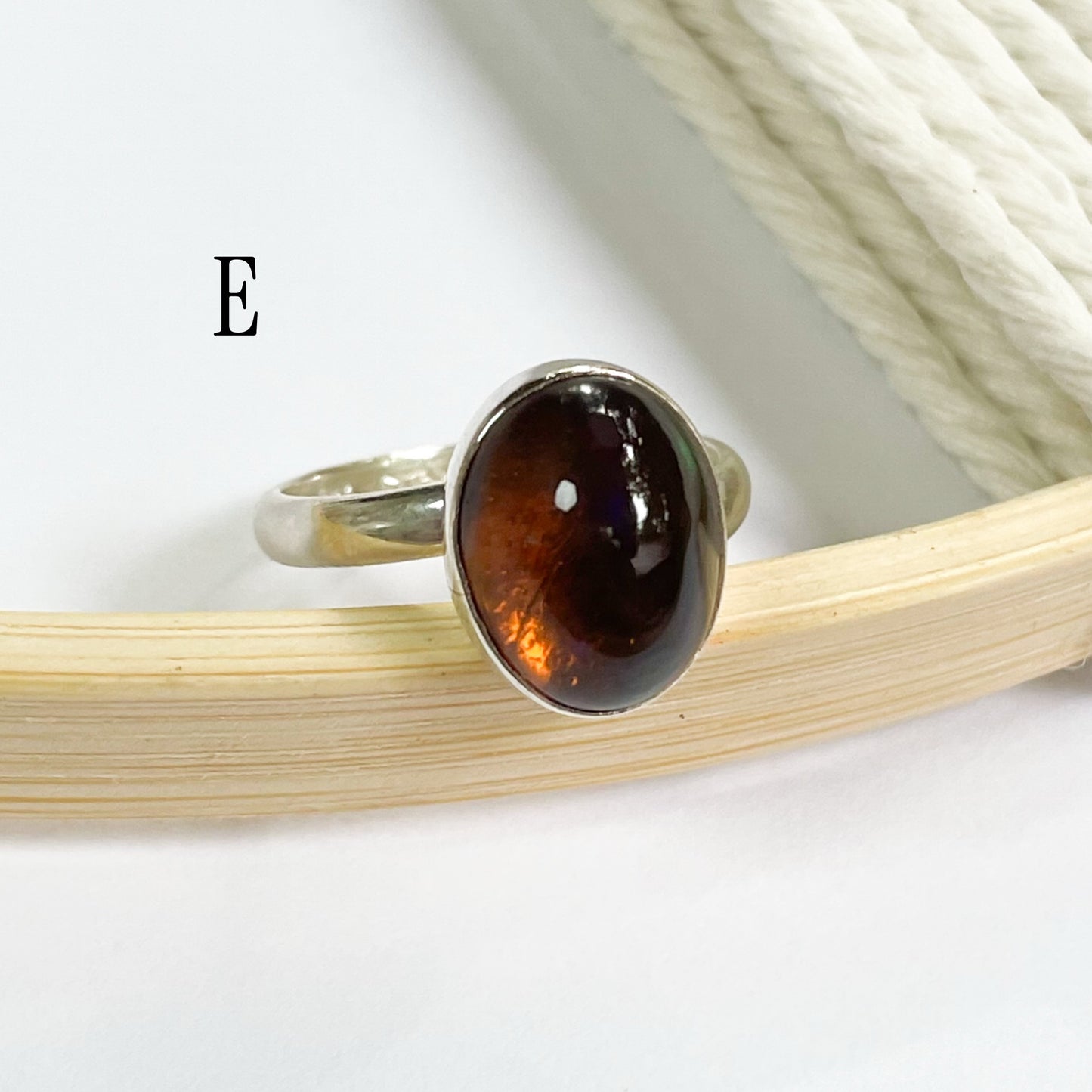 Black Opal Ring - Solid Sterling Silver