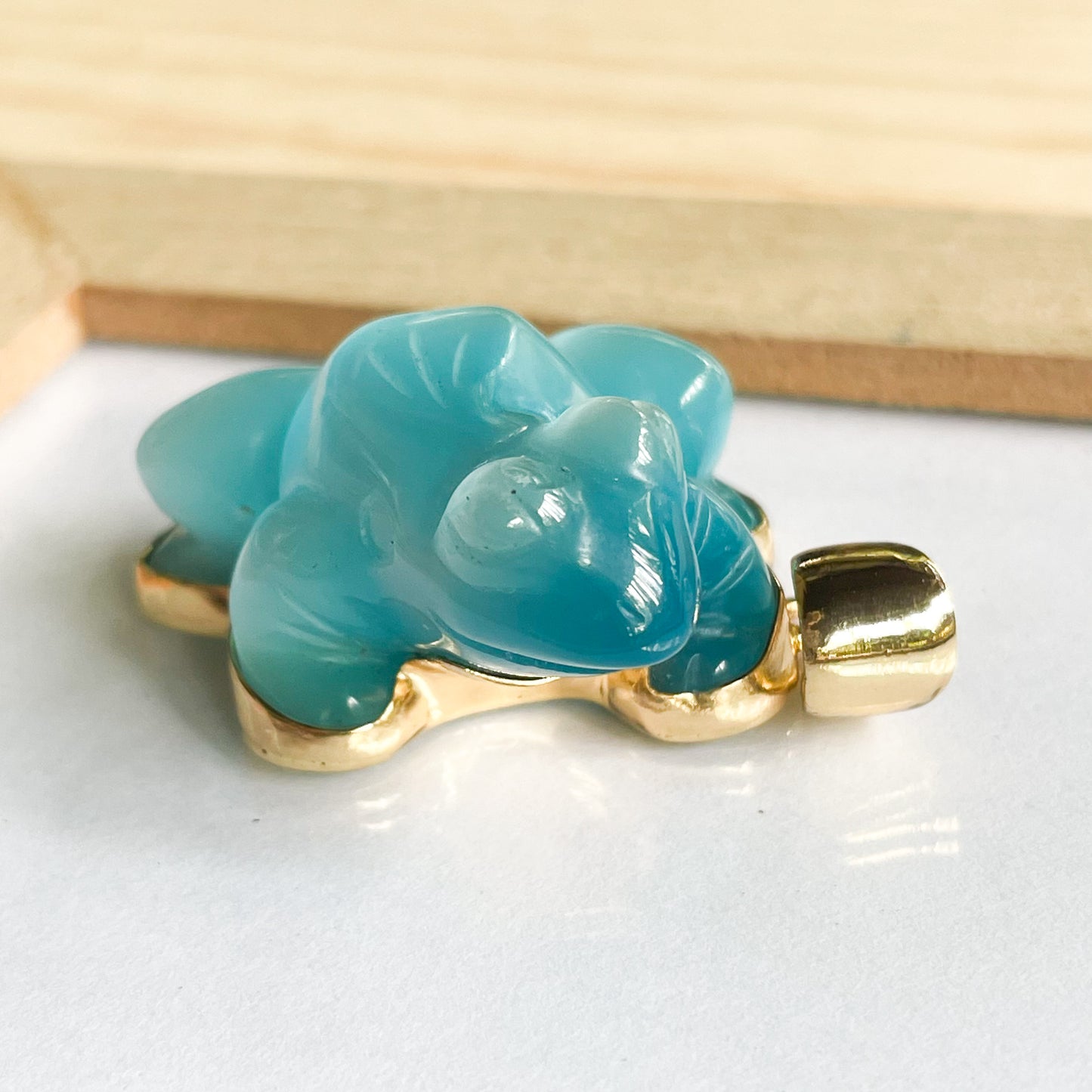 Unique Amethyst or Blue Fiber Frog Pendant - Alchemia