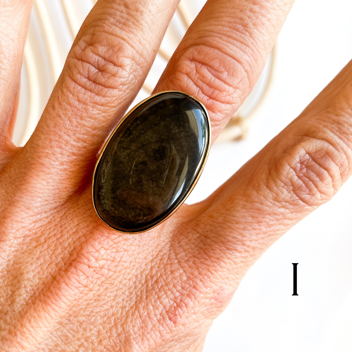 Silver Sheen Obsidian Oval Ring & Pendant - Both Metals