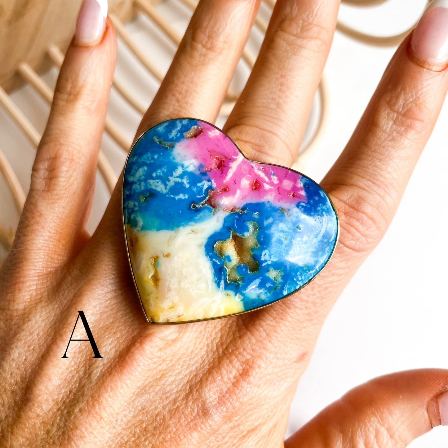 Solar Druzy Heart Statement Ring