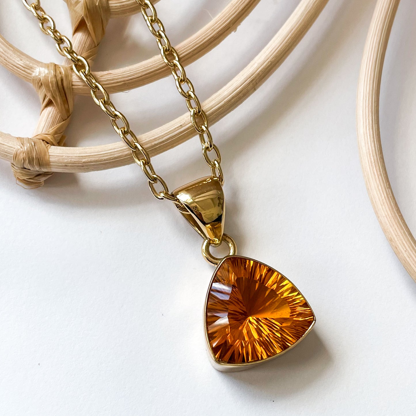 Trillion Starburst Orange Mystic Pendant - Alchemia Gold
