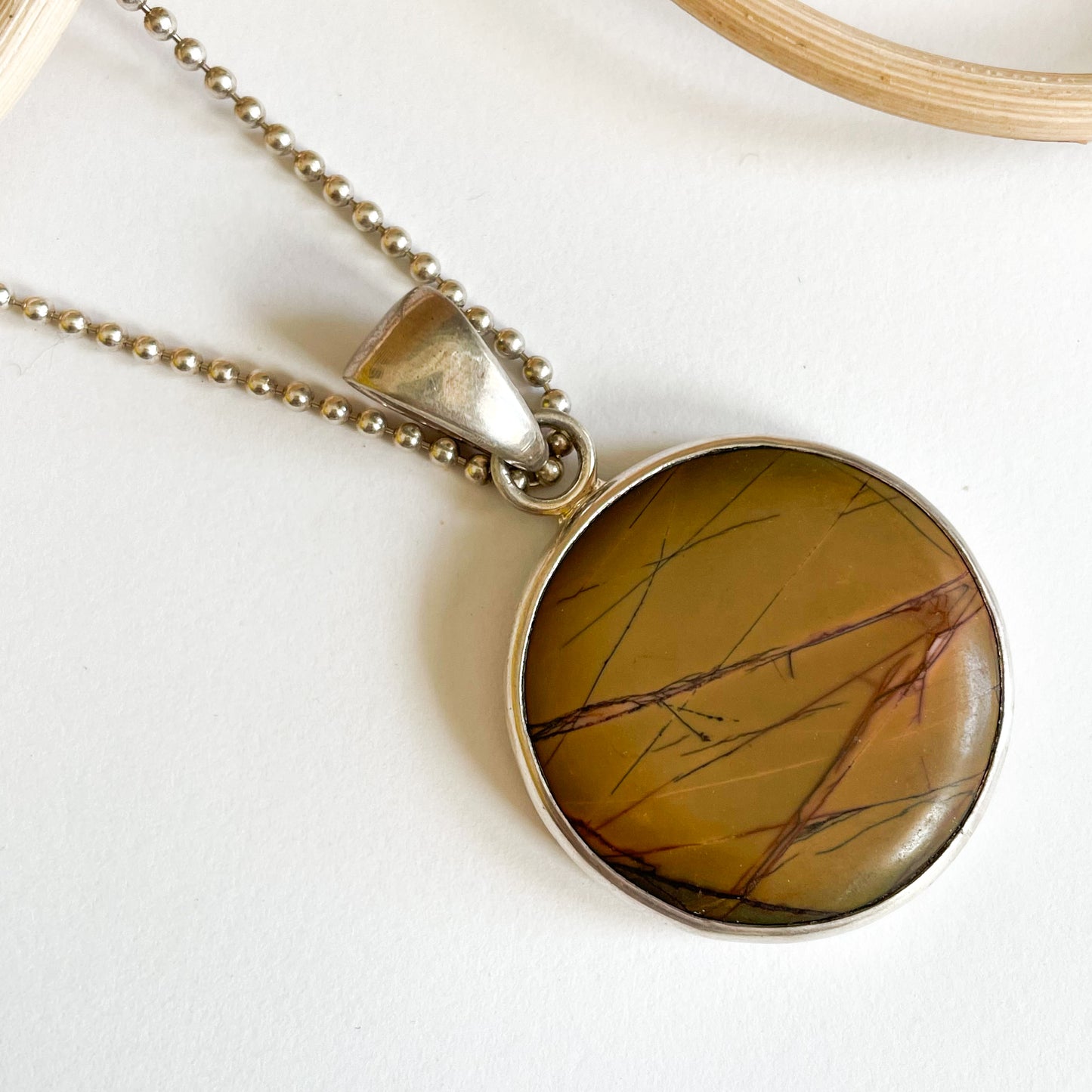 Red Creek Jasper Round Pendant - Solid Sterling Silver