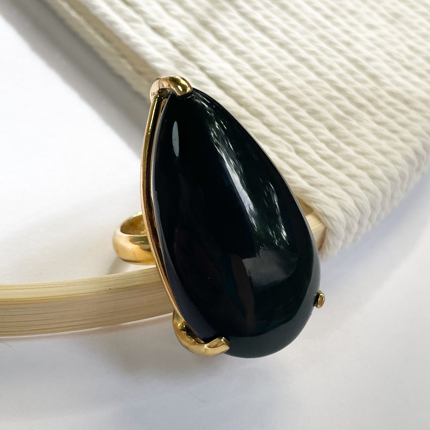 Black Onyx Statement Prong Ring - Alchemia
