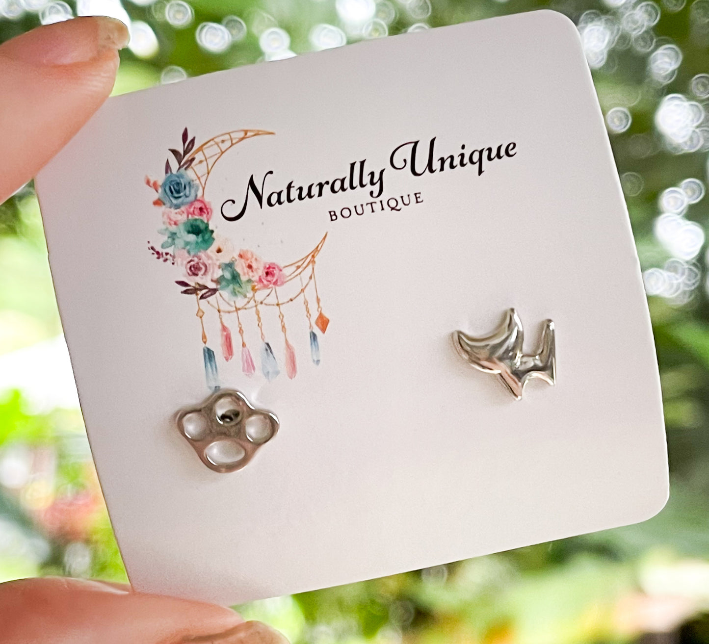 Dainty Kitten & Paw Studs - Solid Sterling Silver