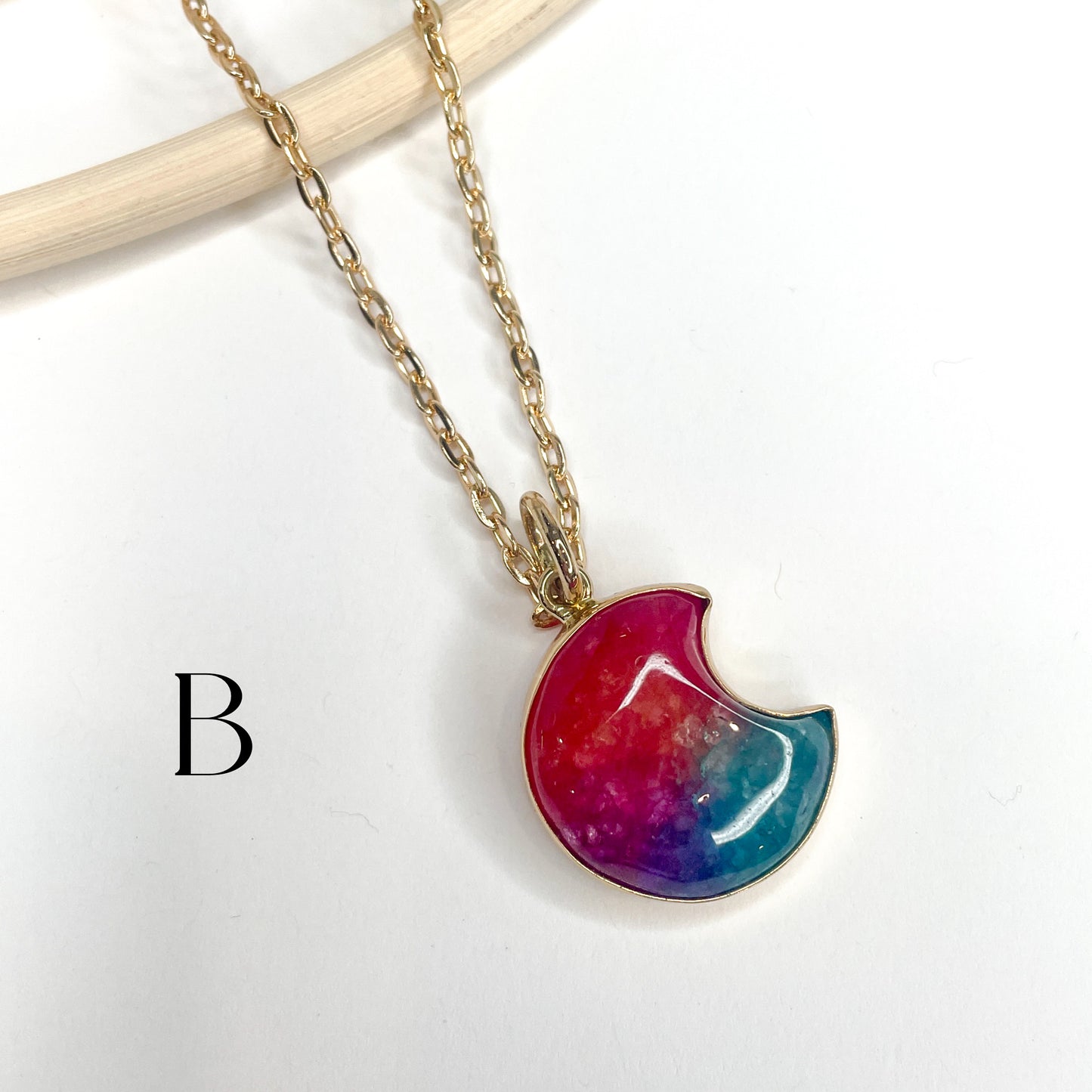 Solar Quartz Crescent Moon Pendant - Alchemia & Silver