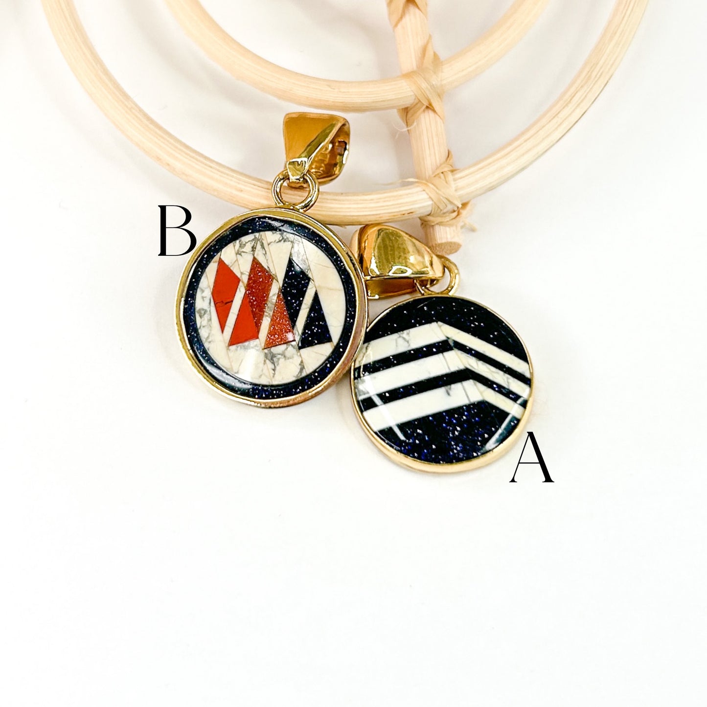 Vintage Goldstone Mosaic Pendant - Alchemia