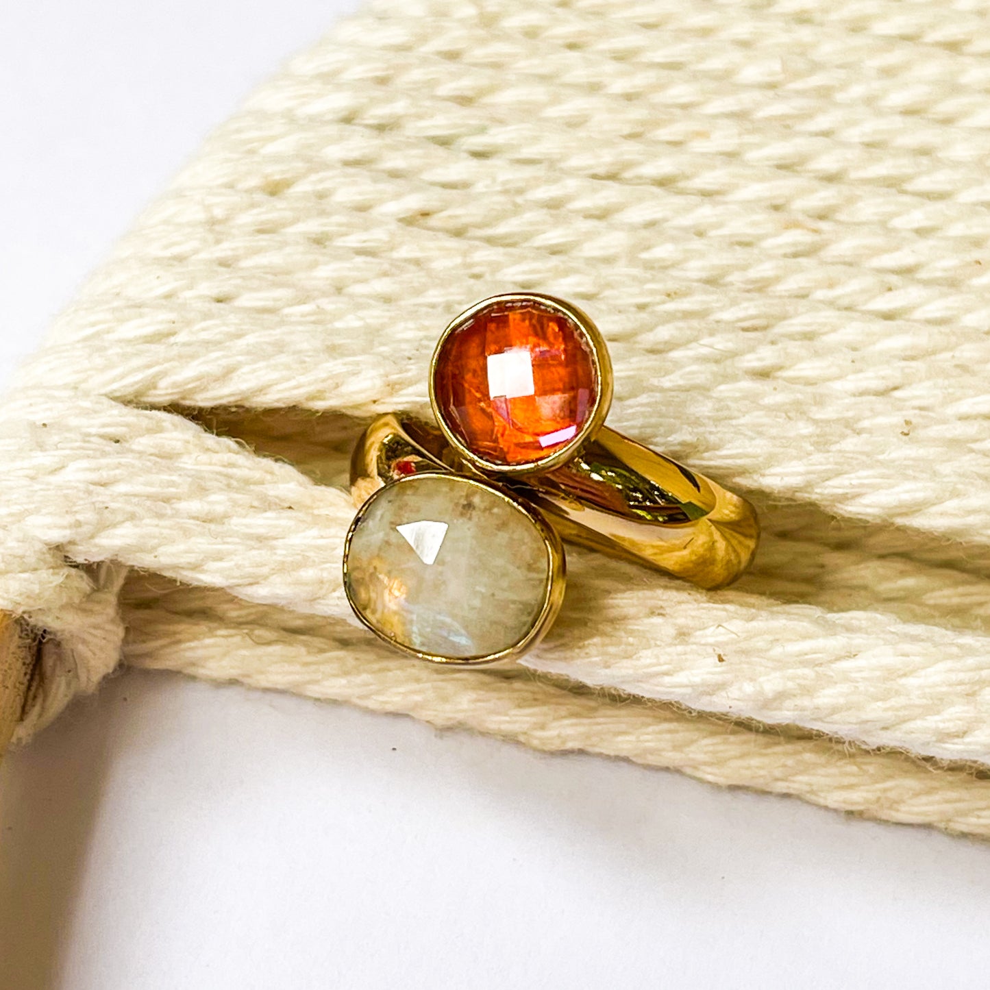 Rainbow Moonstone & Mystic Bypass Ring - Alchemia