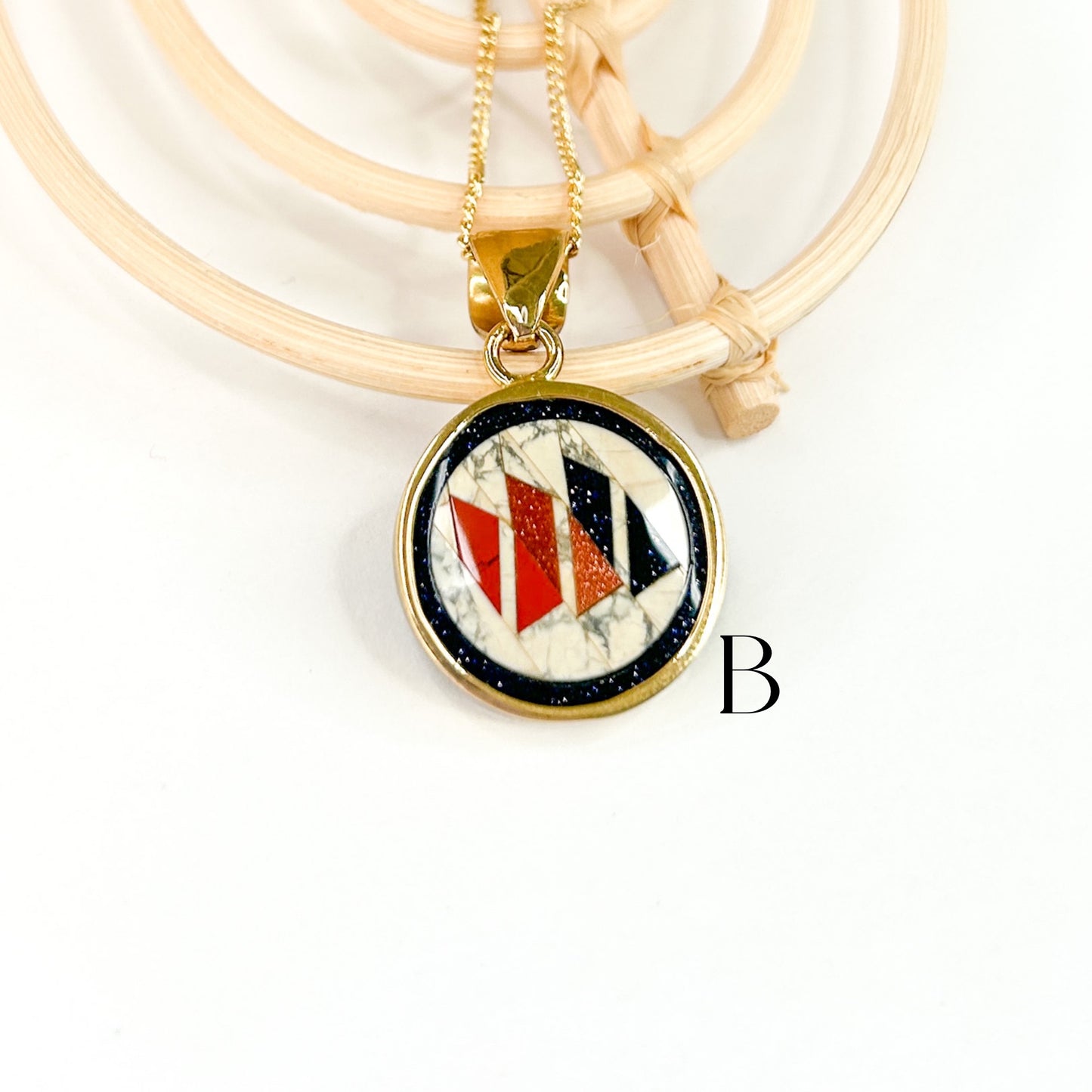 Vintage Goldstone Mosaic Pendant - Alchemia