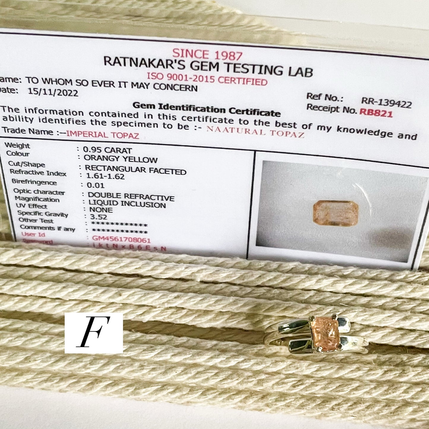 Certified Natural Imperial Topaz Prong Ring - Solid Sterling Silver