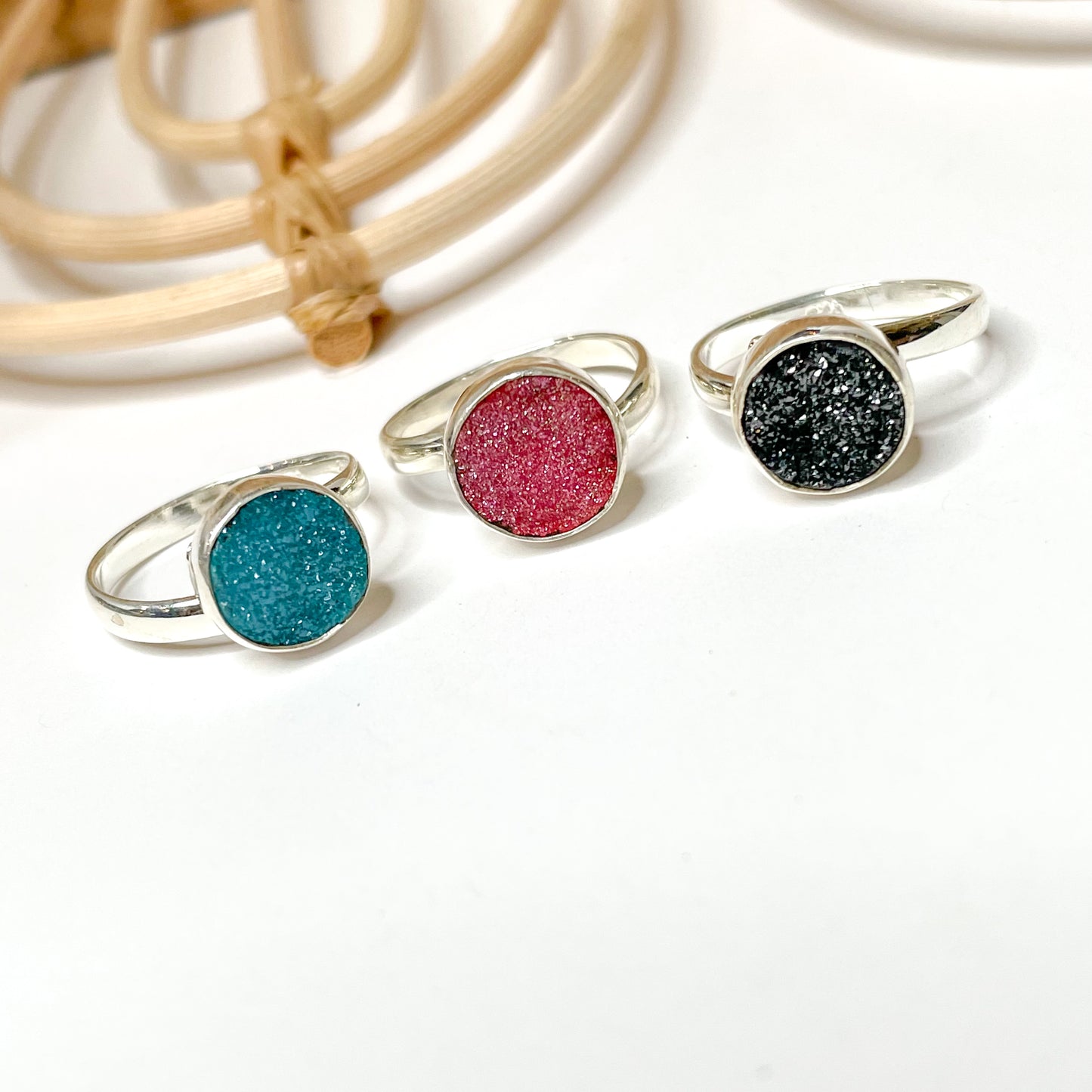 Neon Druzy Polka Dot Ring - Both Metals