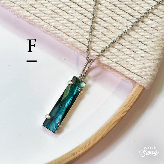 Labradorite Slim Pendant - -Solid Sterling Silver