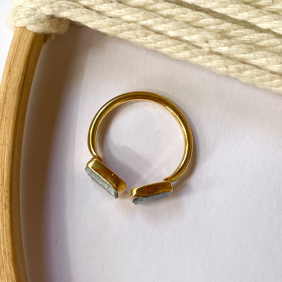 Green/Green/Orange Kyanite Bypass Ring - Solid Sterling Silver