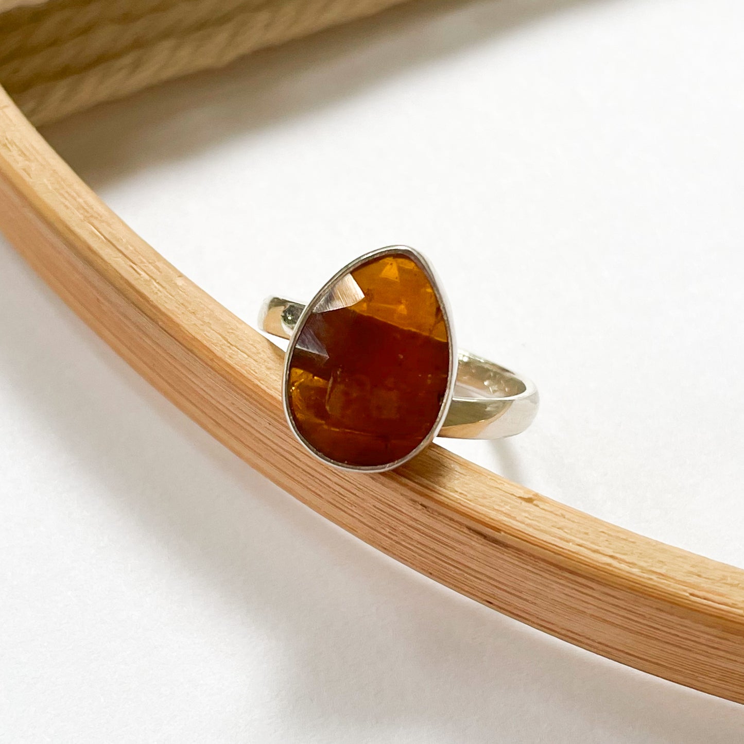 Orange Kyanite Ring - Solid Sterling Silver