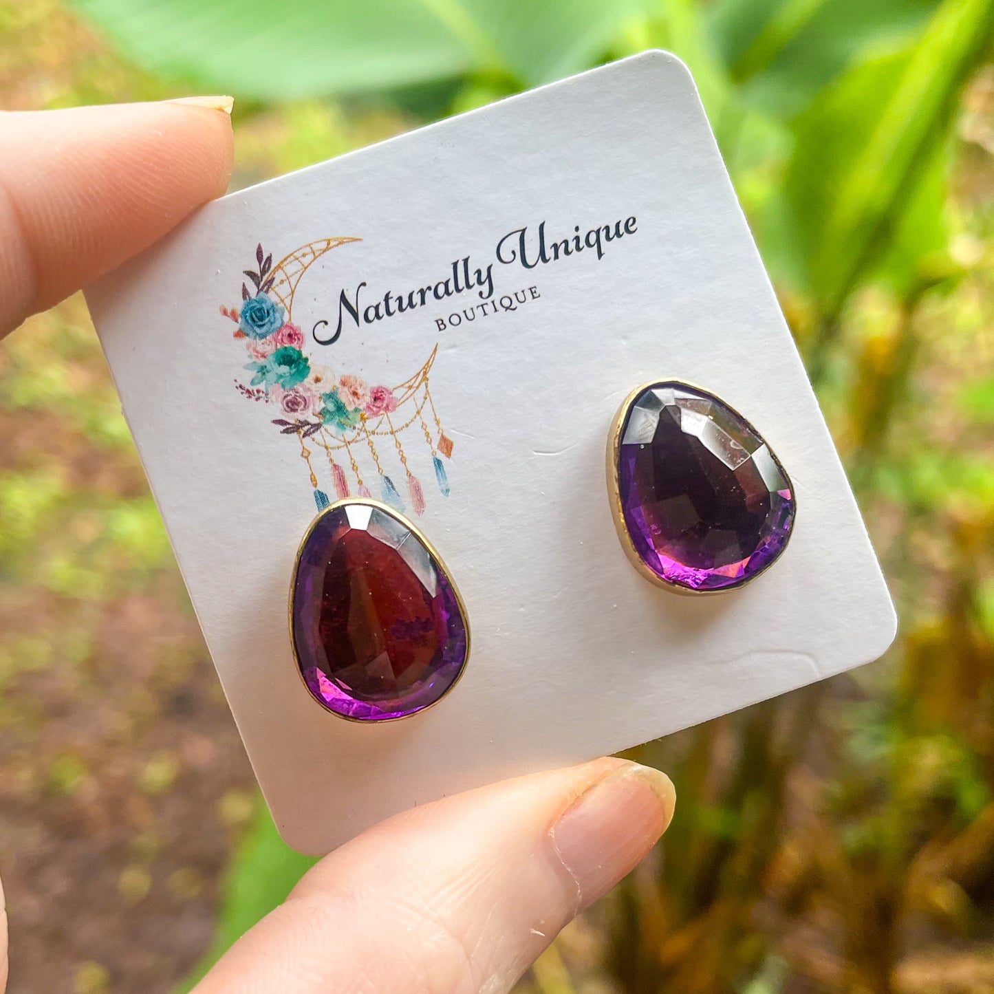 Faceted Amethyst Stud - Both Metals