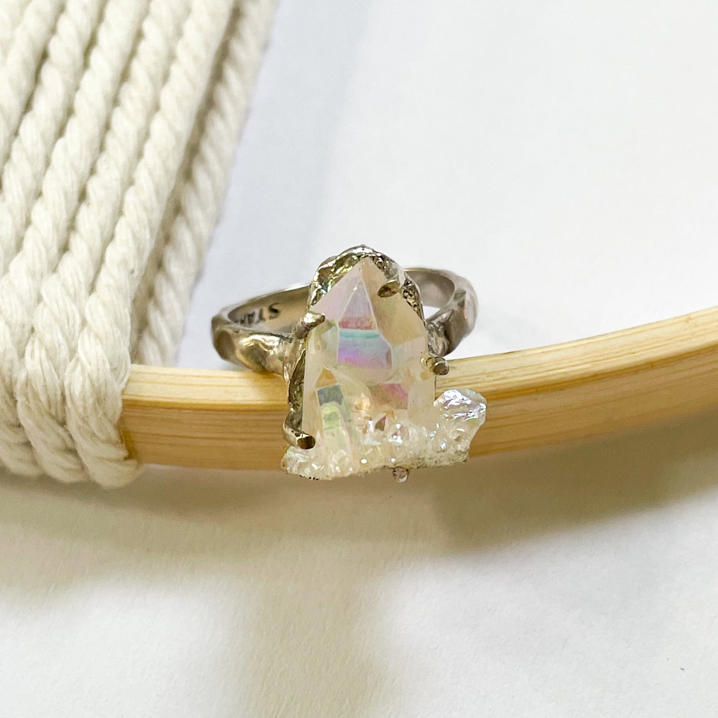 Aurora Quartz Crystal Ring - Size 7.5 - Starborn