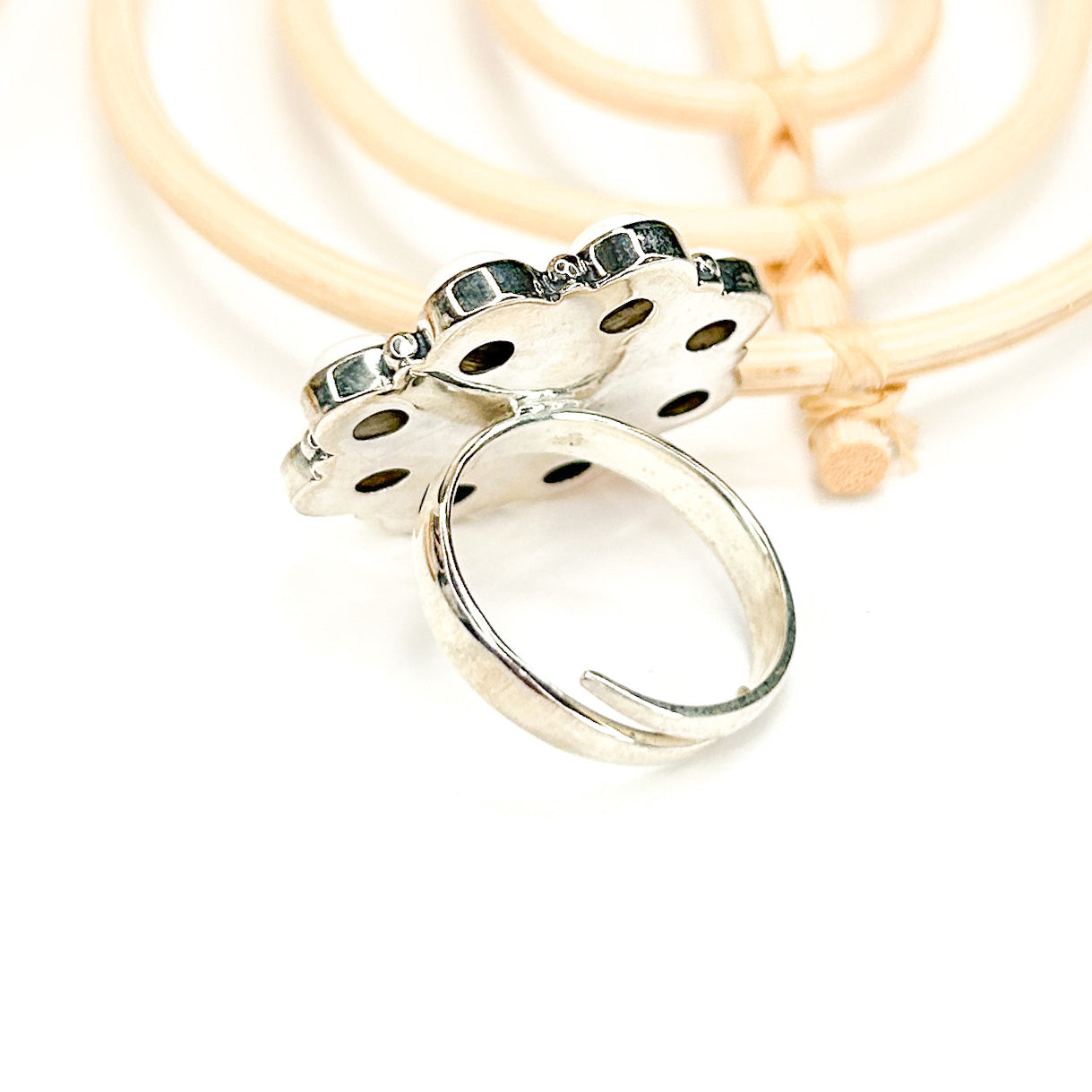 Howlite Flower Ring - Solid Sterling Silver