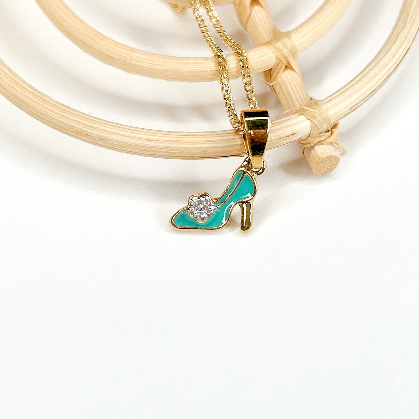 Blue Enamel Heel Pendant - 18K Gold Filled