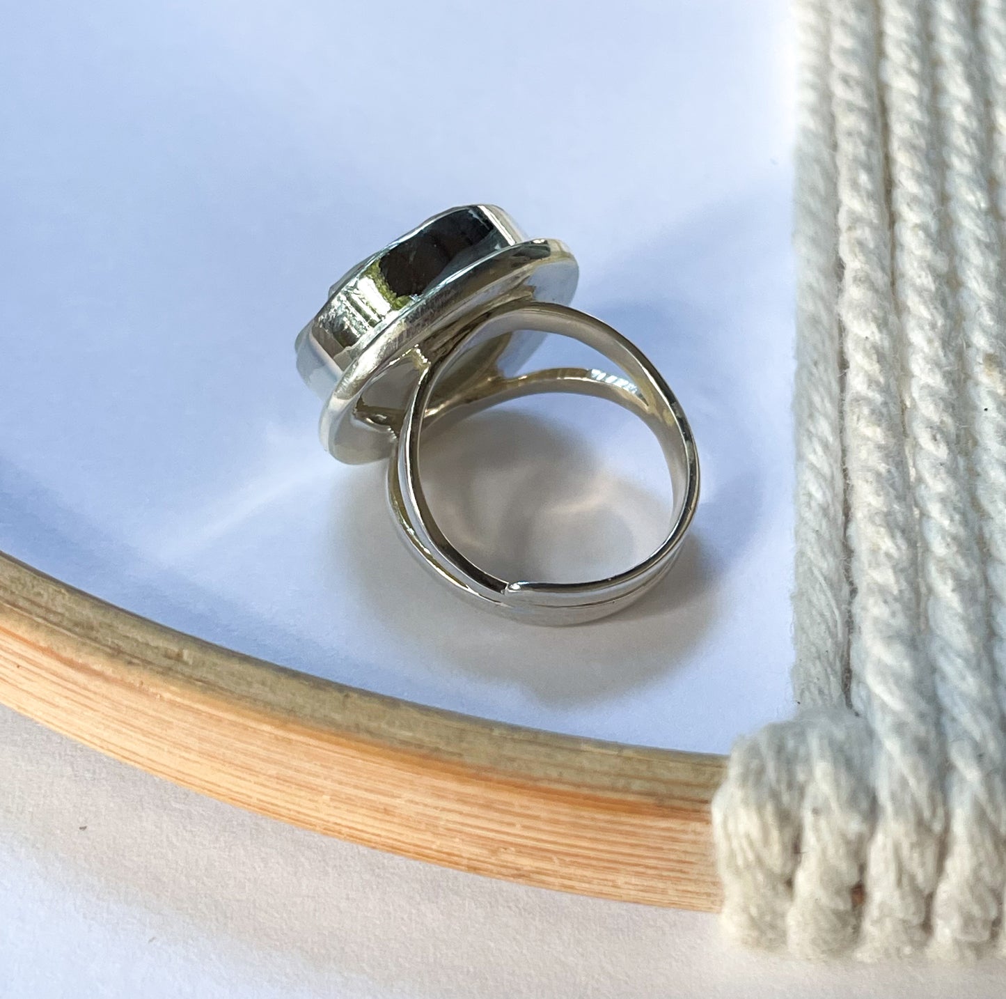 Rainbow Moonstone Rose Ring - Solid Sterling Silver