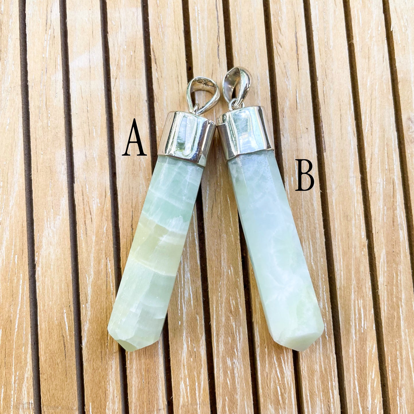 Green Calcite Point Pendant - Alchemia