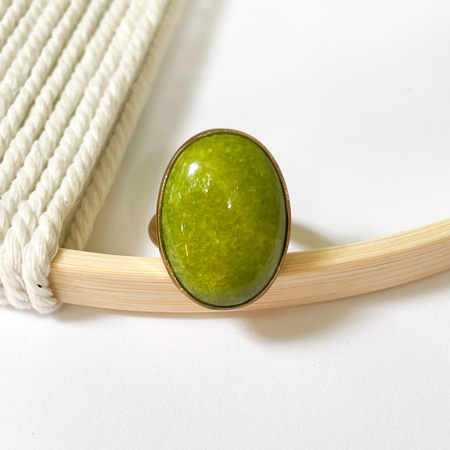 Bright Neon Green Quartz Ring - Alchemia Gold