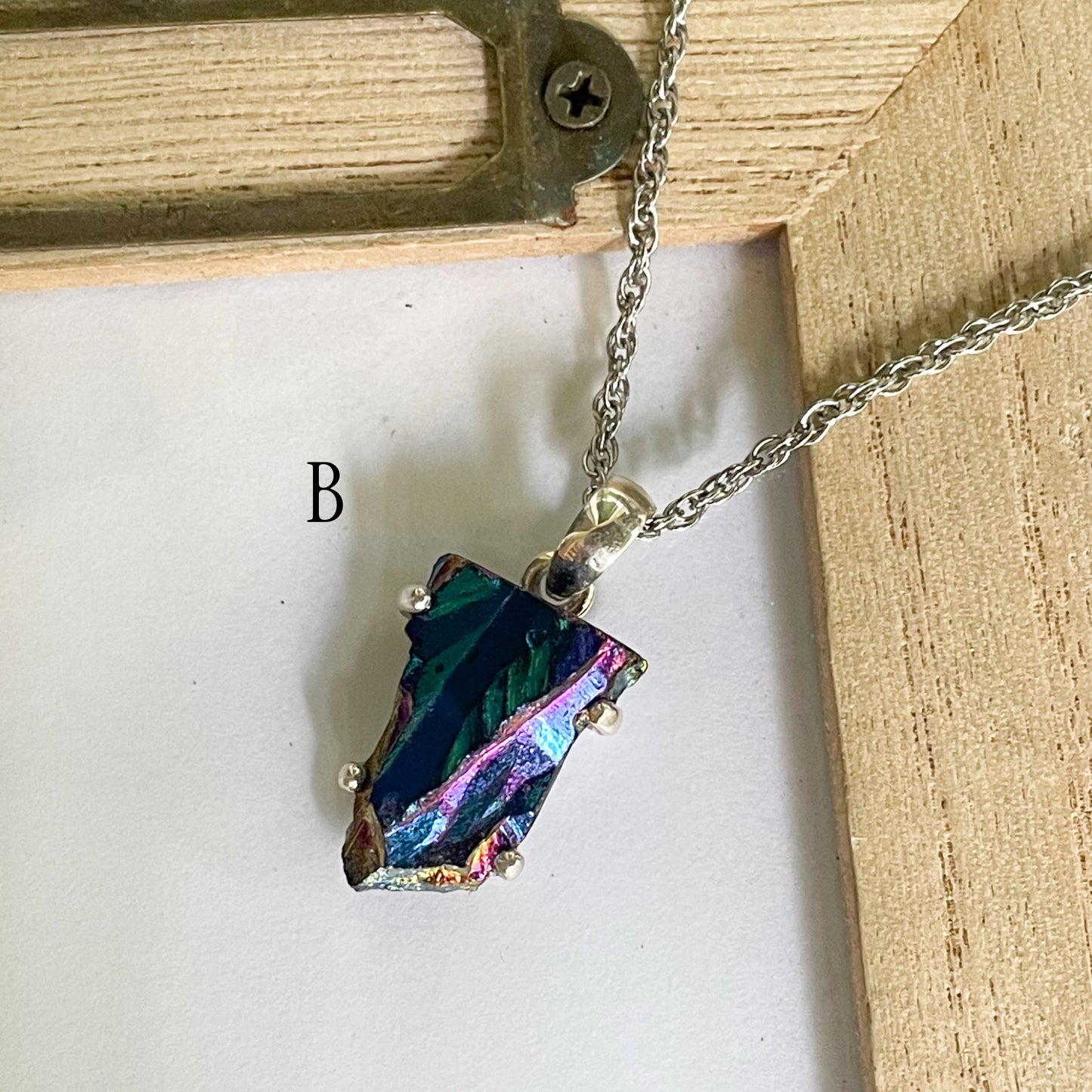 Metallic Treated Quartz Pendant - Solid Sterling Silver